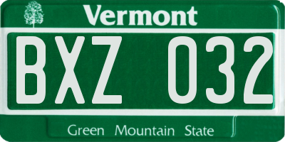 VT license plate BXZ032
