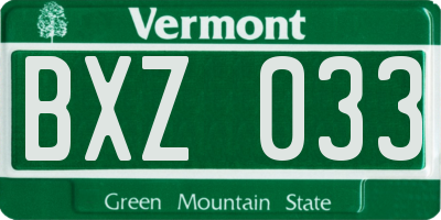 VT license plate BXZ033