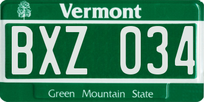 VT license plate BXZ034