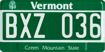 VT license plate BXZ036