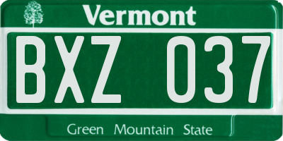 VT license plate BXZ037