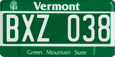 VT license plate BXZ038