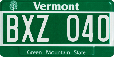 VT license plate BXZ040