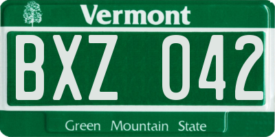 VT license plate BXZ042
