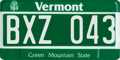 VT license plate BXZ043