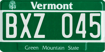 VT license plate BXZ045