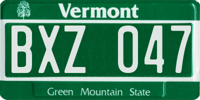 VT license plate BXZ047