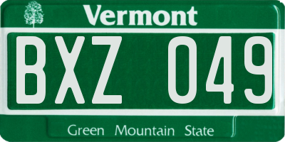VT license plate BXZ049