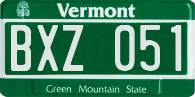 VT license plate BXZ051