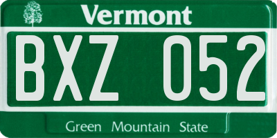 VT license plate BXZ052