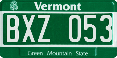 VT license plate BXZ053