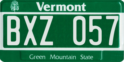 VT license plate BXZ057