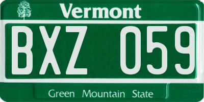 VT license plate BXZ059