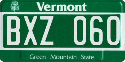 VT license plate BXZ060
