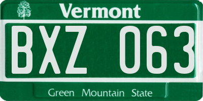 VT license plate BXZ063