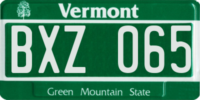 VT license plate BXZ065