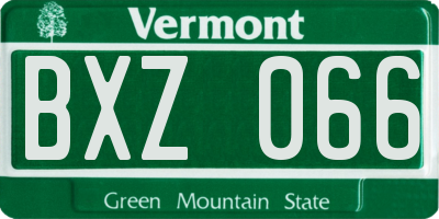VT license plate BXZ066