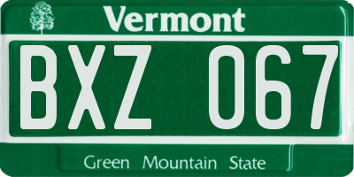 VT license plate BXZ067