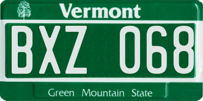 VT license plate BXZ068