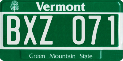 VT license plate BXZ071