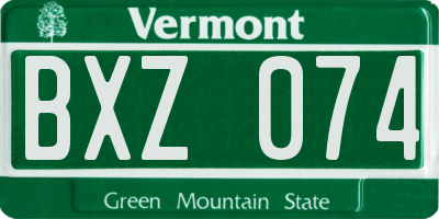 VT license plate BXZ074