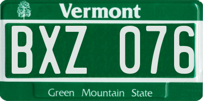 VT license plate BXZ076