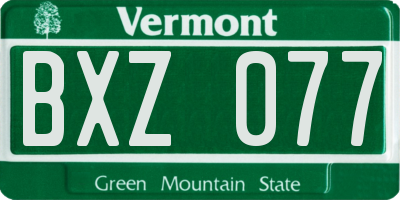 VT license plate BXZ077
