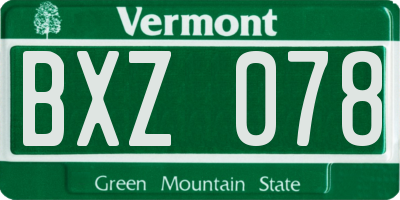 VT license plate BXZ078