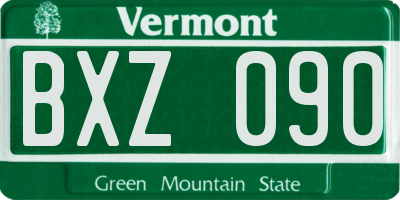 VT license plate BXZ090