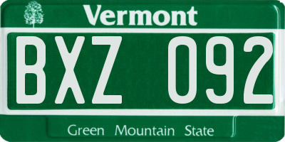 VT license plate BXZ092