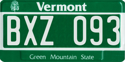 VT license plate BXZ093