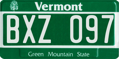 VT license plate BXZ097