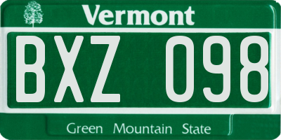 VT license plate BXZ098