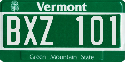 VT license plate BXZ101