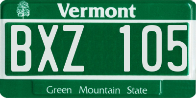 VT license plate BXZ105