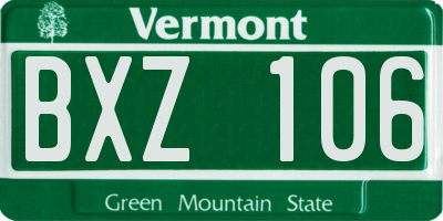 VT license plate BXZ106