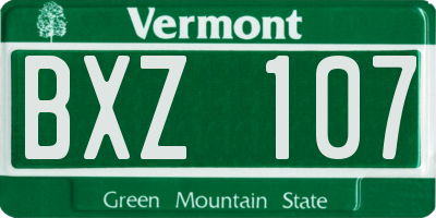 VT license plate BXZ107