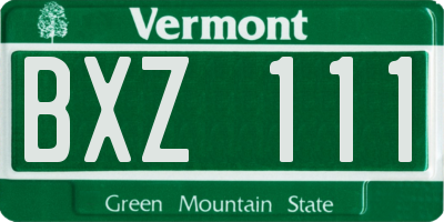 VT license plate BXZ111