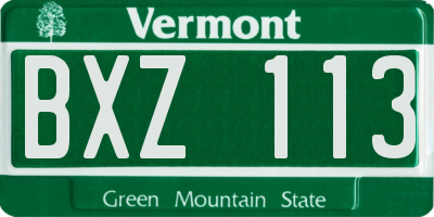VT license plate BXZ113