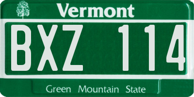VT license plate BXZ114