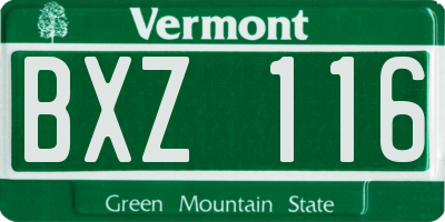 VT license plate BXZ116
