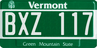 VT license plate BXZ117