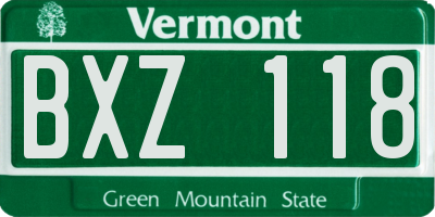 VT license plate BXZ118