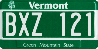 VT license plate BXZ121