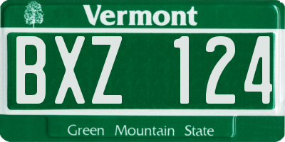 VT license plate BXZ124