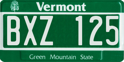 VT license plate BXZ125
