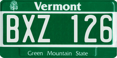 VT license plate BXZ126