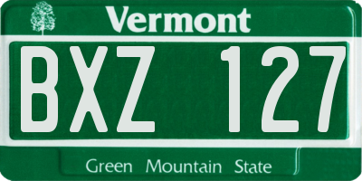 VT license plate BXZ127