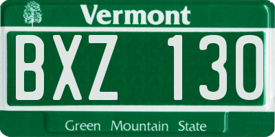 VT license plate BXZ130