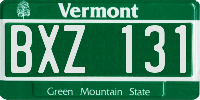 VT license plate BXZ131